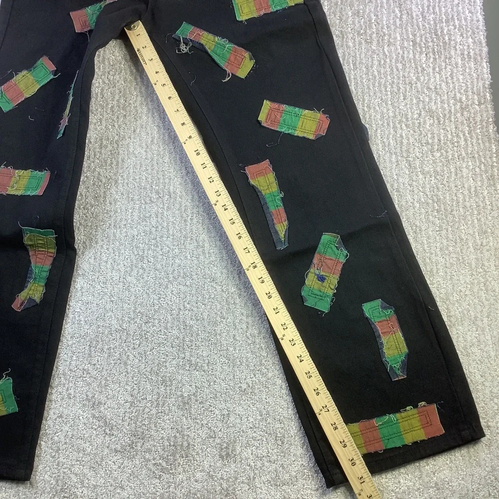 Watson Denim Black Jeans Mens‎ Size 32 (Actual 30 x 31) Rasta Patches NWT